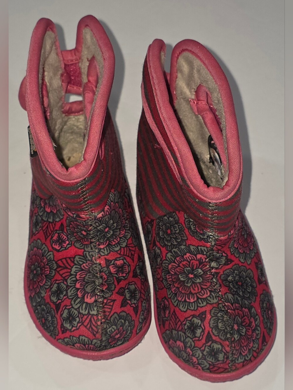 Bogs Pink and Black Floral Kids Boots Size 5 Toddler